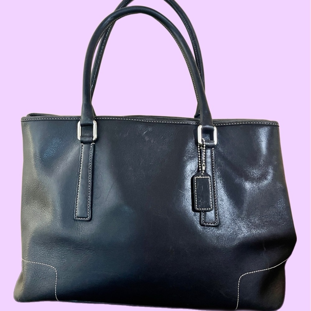 Coach Vintage Hampton Black Leather Tote Bag G2J-7757